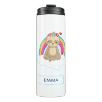 Cute Meditating Sloth with a Rainbow