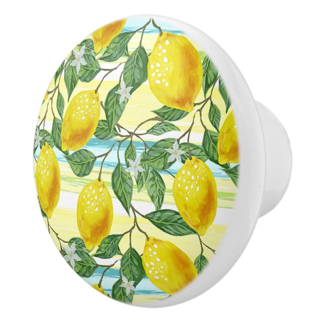 Cute Mediterranean Summer Lemon Fruit Art Pattern Ceramic Knob (Right)