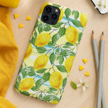 Cute Mediterranean Summer Lemon Fruit Art Pattern iPhone 11Pro Max Case<br><div class="desc">Contemporary aqua turquoise blue, green, yellow, and orange lemon fruit pattern on a striped watercolor background. Beautiful, modern, and cool cover for the trend-savvy and art-loving hip trendsetter, artsy motif lover who wants to protect their phone from dust and dirt, wear and tear. This design is available in Apple iPhone...</div>