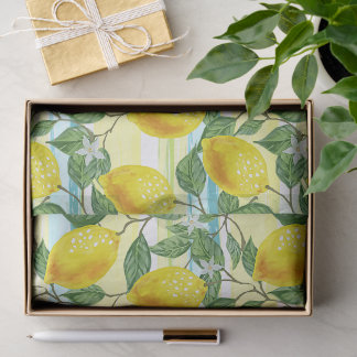 Cute Mediterranean Summer Lemon Fruit Art Pattern Tissue Paper
