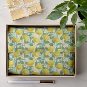 Cute Mediterranean Summer Lemon Fruit Art Pattern Tissue Paper