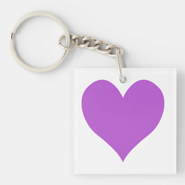 Cute Medium Orchid Heart Key Ring (Front)