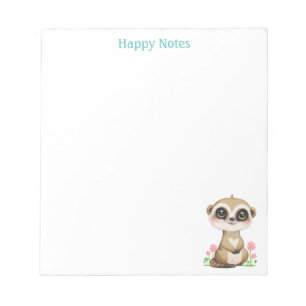 Cute Meerkat and Flowers Personalised Notepad