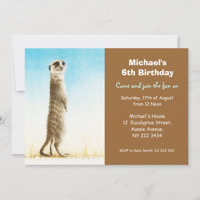 Cute Meerkat Birthday Party Invitation (Front)