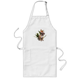 Cute Meerkat Blooming Aloe Wildlife Art Long Apron