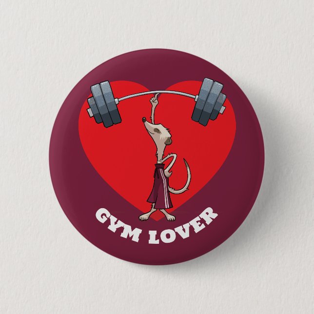 Cute Meerkat Gym Lover Funny Weightlifting Cartoon 6 Cm Round Badge (Front)