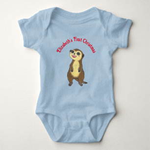Cute Meerkat My First Christmas Baby Bodysuit