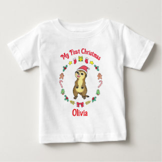 Cute Meerkat My First Christmas Baby T-shirt