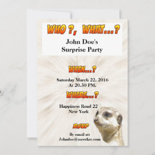 Cute Meerkat Party Invitation Card