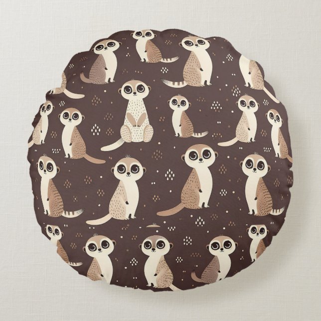 Cute Meerkat Pattern Round Cushion (Front)