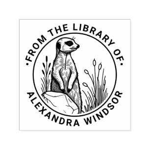 Cute Meerkat Standing #1 Library Book Name Self-inking Stamp