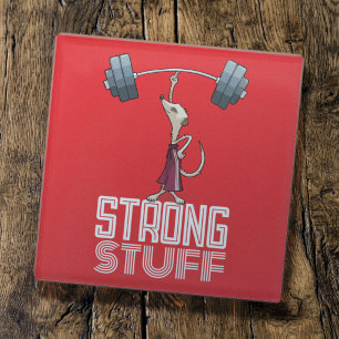Cute Meerkat Strong Stuff Weightlifting Cartoon Glass Coaster