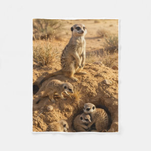 Cute Meerkats In Natural Desert Habitat Art Fleece Blanket