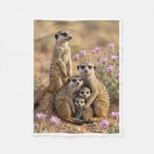 Cute Meerkats In Nature Fleece Blanket