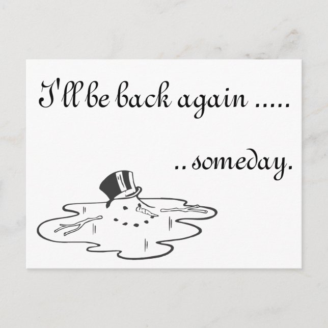 Cute melted Snowman Old Silk Top Hat Holiday Postcard (Front)