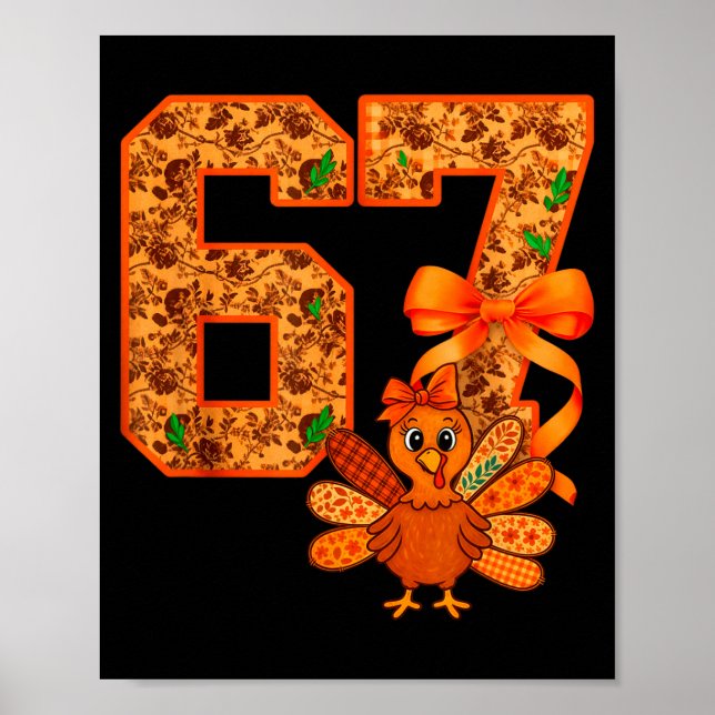 Cute Meme 67 Coquette Bow Turkey Thanksgiving Aest Poster (Front)