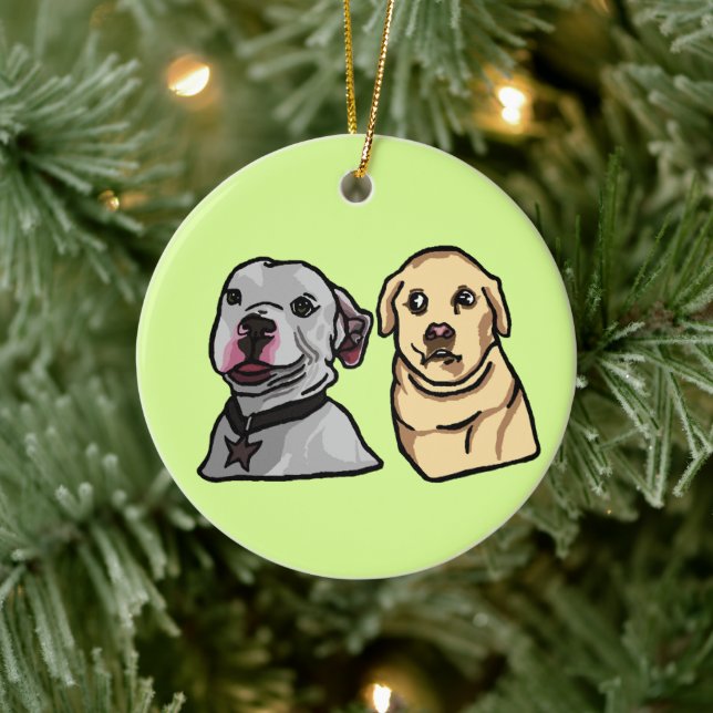 Cute Meme Dogs Ceramic Tree Decoration (Tree)