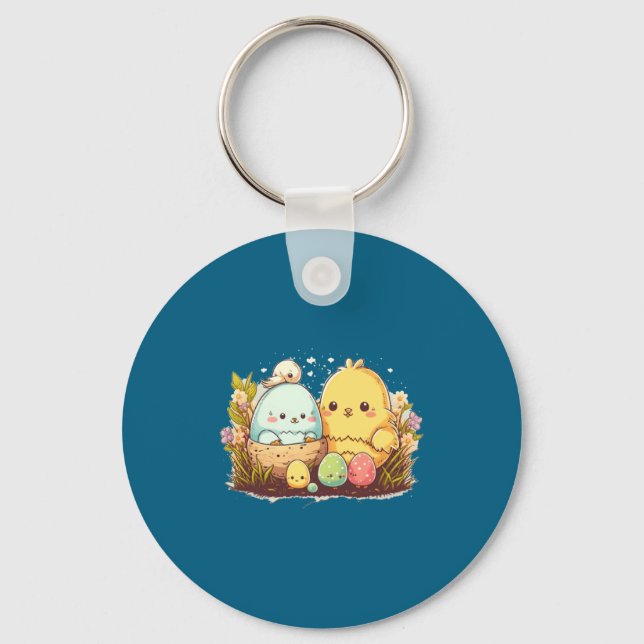 Cute Men Easter Bunny Easter Egg 13 Key Ring (Front)