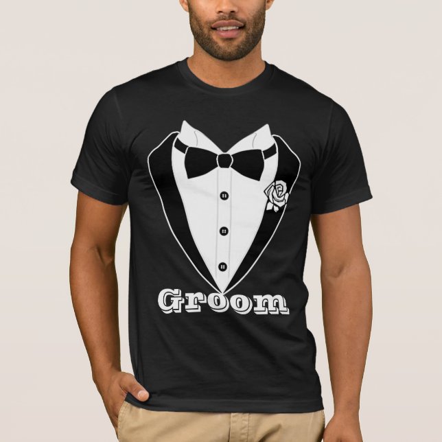Cute Men's Suit Tuxedo Groom Personalised T-Shirt (Front)