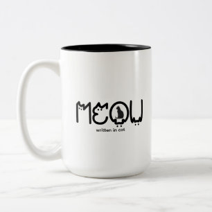Cute MEOW Cat Mum Minimalist Two-Tone Coffee Mug