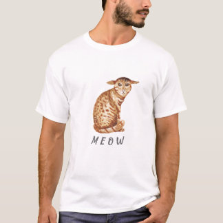 Cute Meow Cat Watercolor Illustration T-Shirt