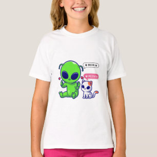 CUTE MEOW CAT WITH ALIEN T-Shirt