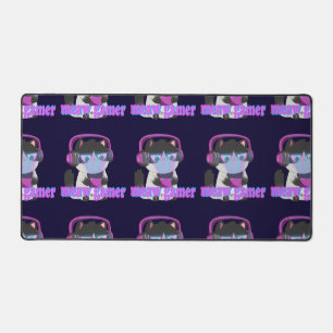 Cute Meow Gamer Cat - Kawaii Gaming Kitten Desk Mat