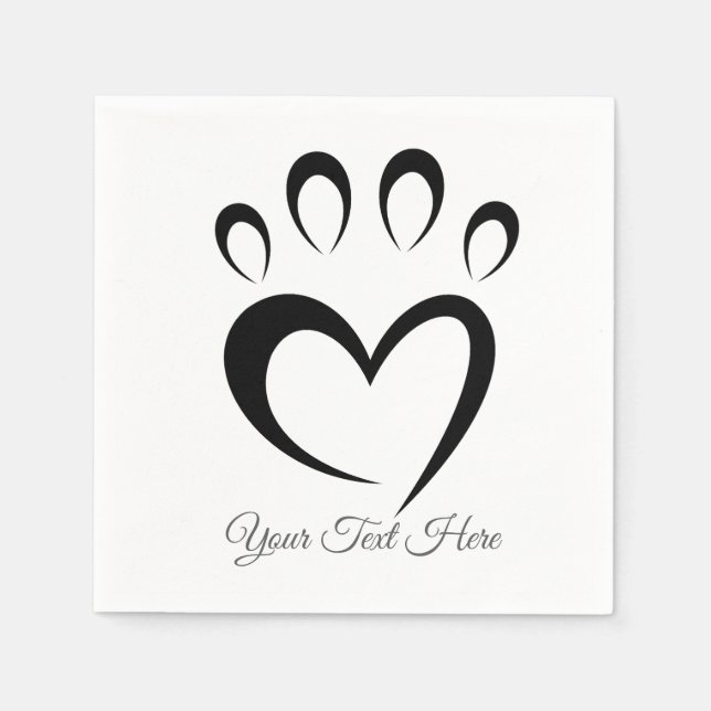 Cute Meow Paw Custom Text Personalized  Napkin (Front)