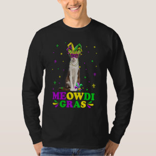 Cute Meowdi Gras Oriental Cat Carnival Mask Mardi  T-Shirt