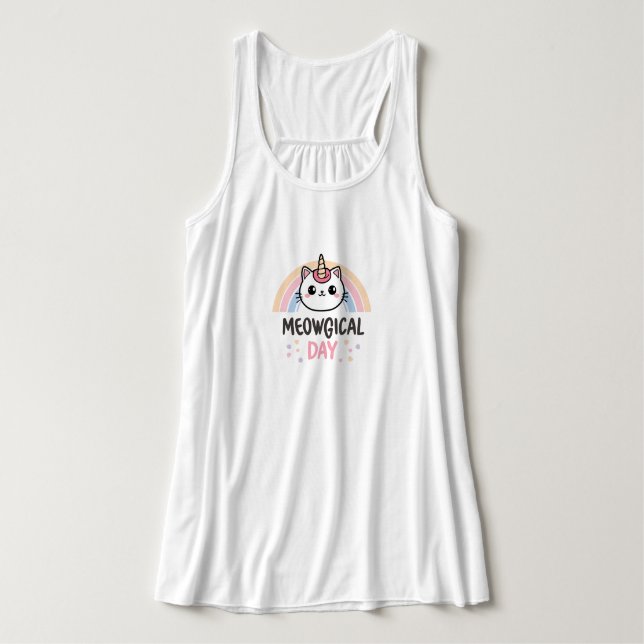 Cute "Meowgical Day" Caticorn Singlet (Design Front)