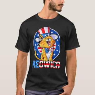 Cute Meowica 4th Of July Cat Usa American Flag Mer T-Shirt