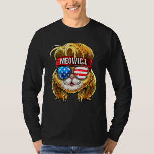 Cute Meowica Cat Mullet American Flag Patriotic 4t T-Shirt