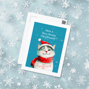 Cute Meowy Cat Christmas Post Card