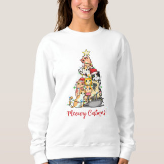 Cute Meowy Catmas Cat Christmas Tree Sweatshirt