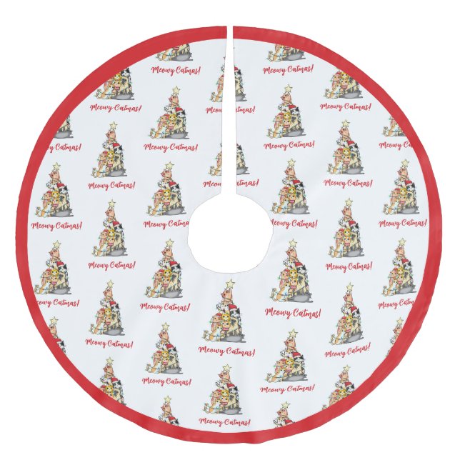 Cute Meowy Catmas Cats Christmas Tree Brushed Polyester Tree Skirt (Front)
