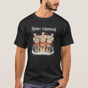 Cute Meowy Christmas Adorable Kittens Pajama Cat L T-Shirt