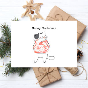 Cute Meowy Christmas Foil Holiday Postcard