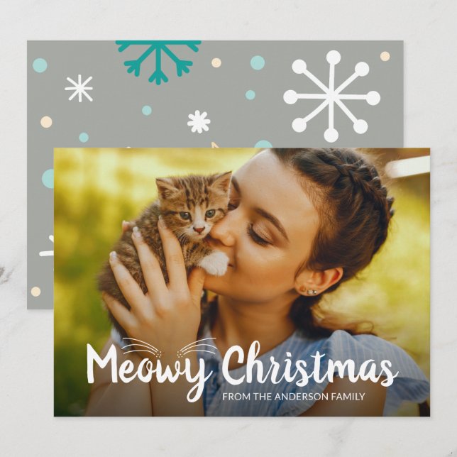 Cute Meowy Christmas Pet Cat lover Photo Holiday Card (Front/Back)