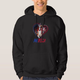 Cute Merica Borzoi & Usa Flag Sunglasses 4th Of Ju Hoodie