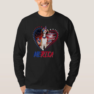 Cute Merica Borzoi & Usa Flag Sunglasses 4th Of Ju T-Shirt