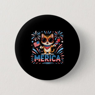 Cute merica july 4th cat 250 years porch goose 6 cm round badge