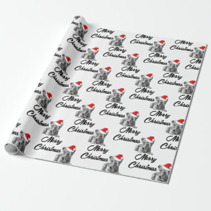 Cute Merle Puppy Merry Christmas French Bulldog Wrapping Paper