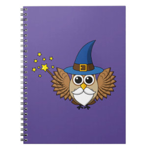 Cute Merlin the Wizard Owl Cartoon Notebook