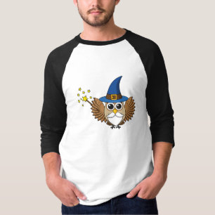 Cute Merlin the Wizard Owl Cartoon T-Shirt