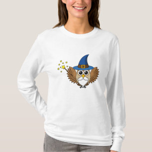 Cute Merlin the Wizard Owl Cartoon T-Shirt