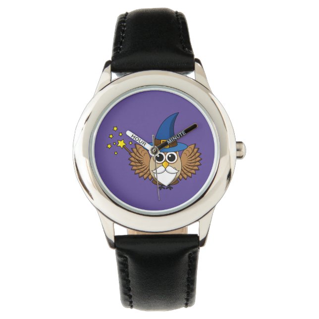 Cute Merlin the Wizard Owl Cartoon Watch (Front)