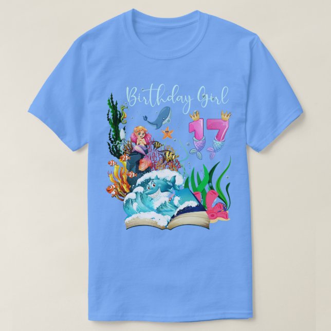 Cute Mermaid 17th Birthday Girl T-Shirt (Design Front)
