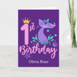 Cute Mermaid 1st Birthday Card<br><div class="desc">Cute Mermaid 1st Birthday Card</div>