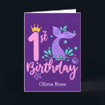 Cute Mermaid 1st Birthday Card<br><div class="desc">Cute Mermaid 1st Birthday Card</div>
