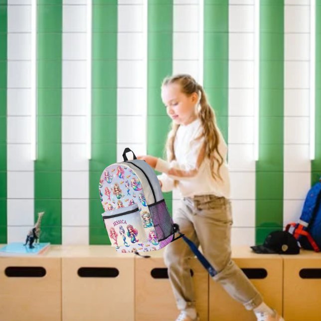 Cute Mermaid 5Th Grade Personalised Name Printed Backpack (Creator Uploaded)